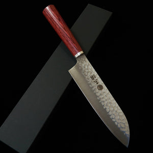 MIURA, Santoku, VG10, martelé, manche en composite rouge (165 mm)