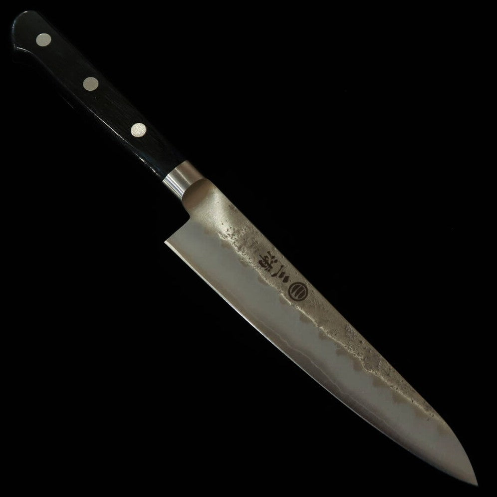 Miura Petty, Ginsan, Nashiji Finish, with Black Plywood Handle and Tsuba (135mm)
