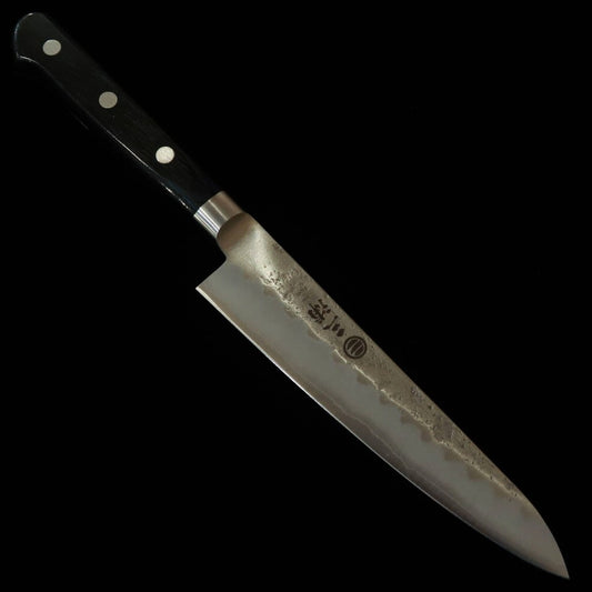 Miura Petty, Ginsan, Pear-skin Finish, with Black Plywood Handle and Tsuba (135mm)
