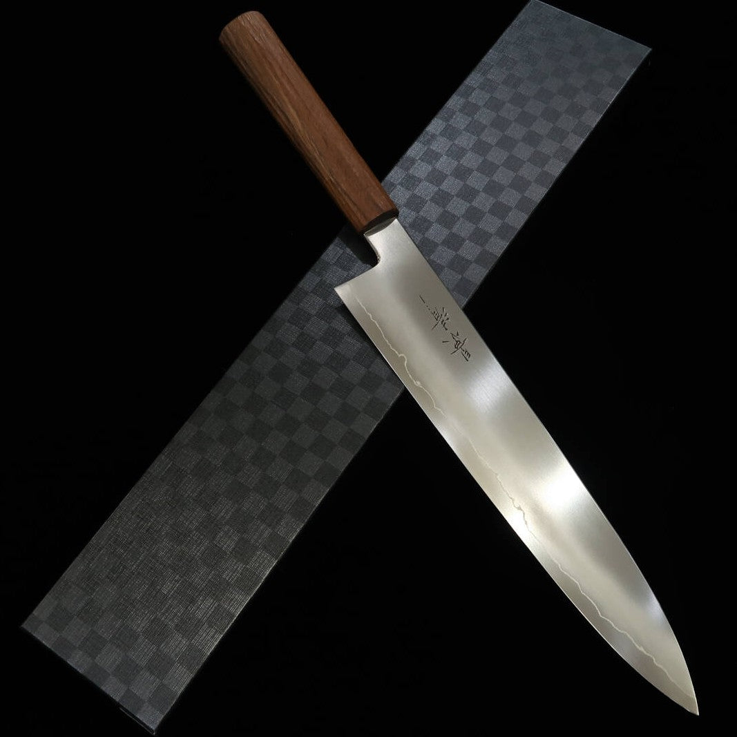 Kagekiyo KAGEKIYO Gyuto japonais, acier Gin-san No.3, manche en noyer à rayures verticales (270 mm)