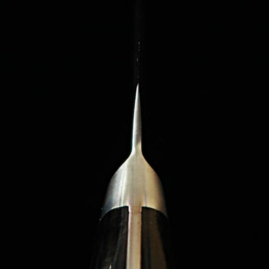 三浦MIURA ペティ 銀紙三鋼 梨地 鍔付き黒合板柄（135mm）