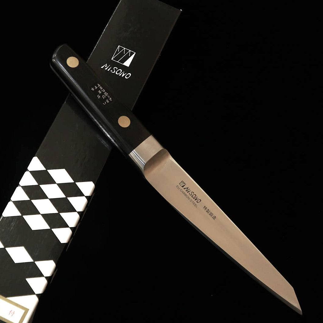 MISONO Desossador tipo redondo, aço carbono europeu, cabo laminado preto (145 mm)