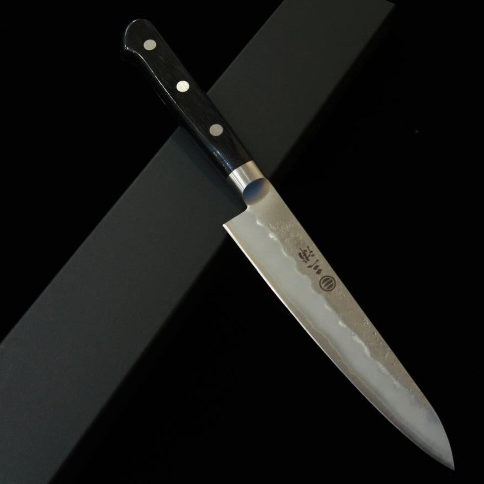 Miura Petty, Ginsan, Nashiji Finish, with Black Plywood Handle and Tsuba (135mm)
