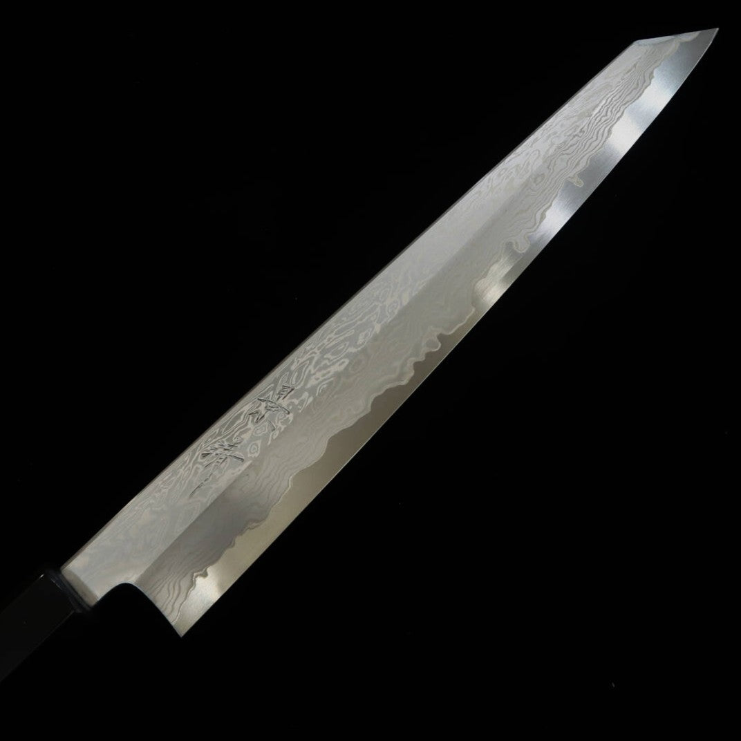 Kagekiyo KAGEKIYO Kiritsuke Sujihiki japonés Acero Azul nº1 Damasco, mango hira-me (270 mm)