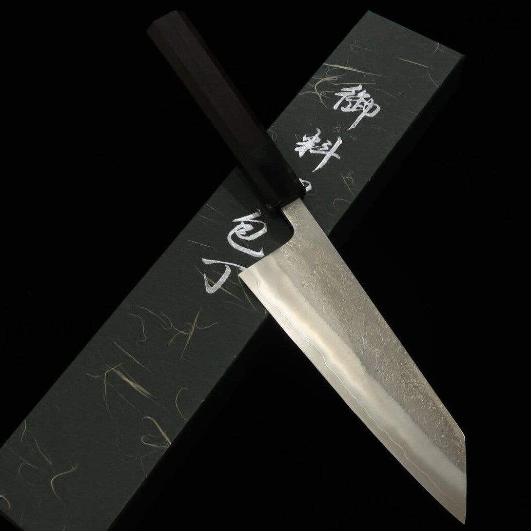 Yoshikane Hamono Bunka SKD acero rápido acabado Nashiji, mango octogonal de ébano (165 mm)
