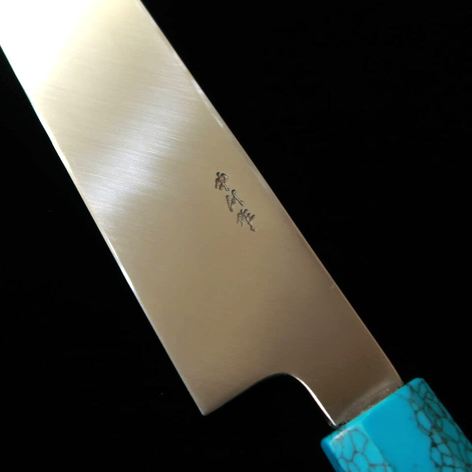 MIURA Obidama Yanagiba VG10 acabado espejo, mango personalizado de turquesa (300 mm)