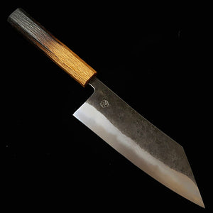 MIYAZAKI KAJIYA Miyazaki Kajiya, acier Aogami n°2, noyau multi-couches, - Tsubaki - santoku kiritsuke, manche en chêne laqué brûlé (185 mm)
