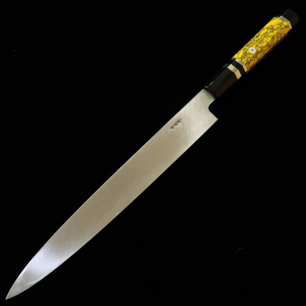 三浦佩MIURA Obidama 柳刃 VG10 鏡面仕上げ カスタムハンドル イエロー（270mm）
