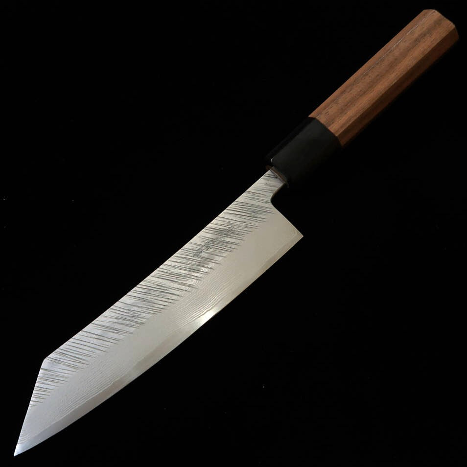 MIYAZAKI KAJIYA – “Tsubaki” – petty kiritsuke ZA18, Damasco martelado, tratamento sub-zero, cabo octogonal em nogueira (150 mm)
