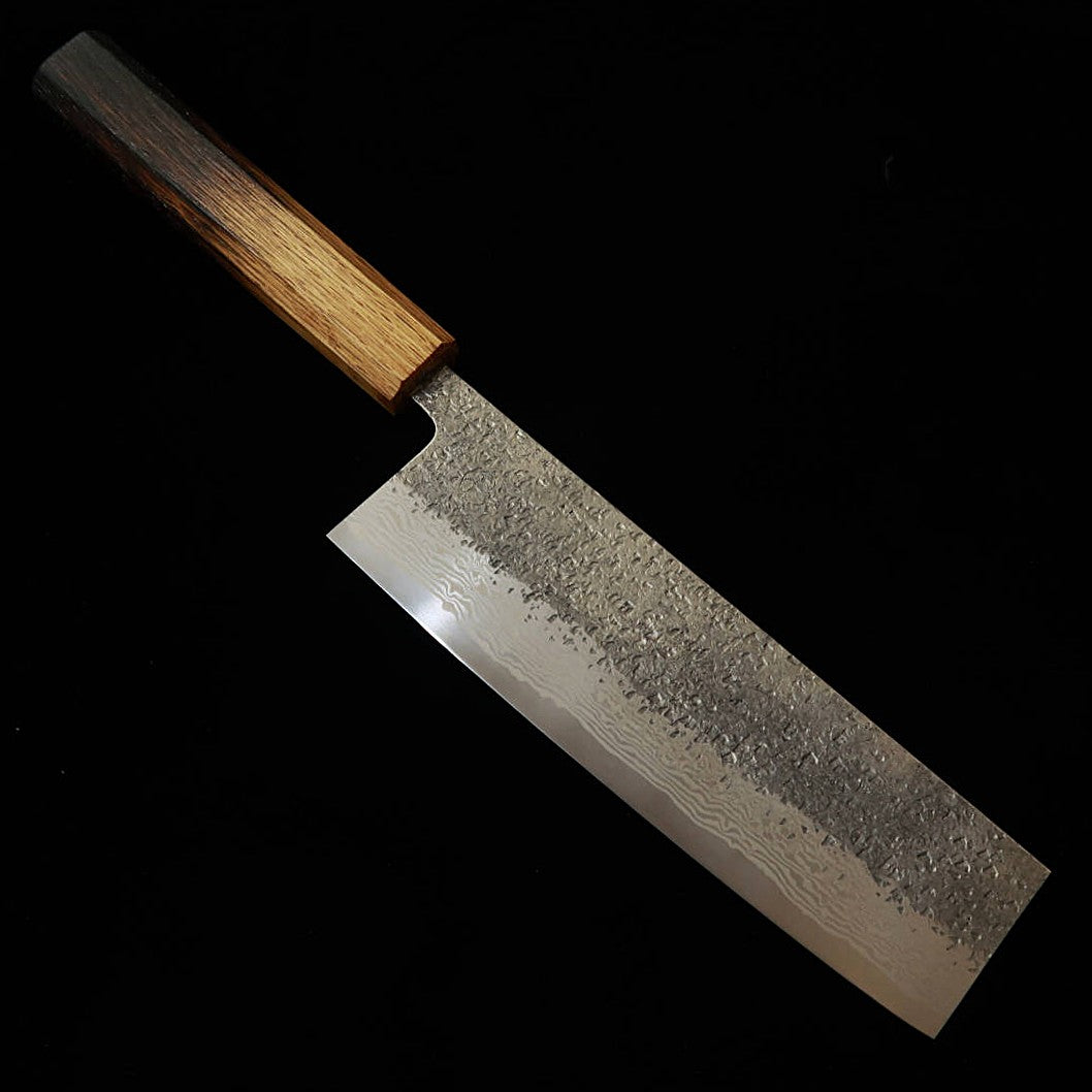 MIYAZAKI KAJIYA Miyazaki Kajiya – Nakiri Gin-3, damas martelé, traitement cryogénique, manche en chêne laqué brûlé (180 mm)