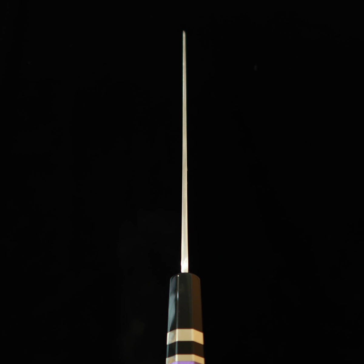 MIURA Hai Miura Obidama, yanagiba à bout rond, VG10, finition miroir, manche custom violet (300 mm)