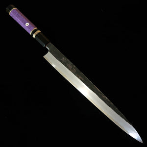 三浦頂MIURA Itadaki 田中義一 柳刃 白紙二号 黒打ち カスタムハンドル パープル（270mm）
