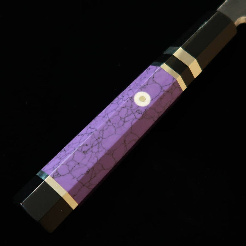三浦頂MIURA Itadaki 田中義一 柳刃 白紙二号 黒打ち カスタムハンドル パープル（270mm）