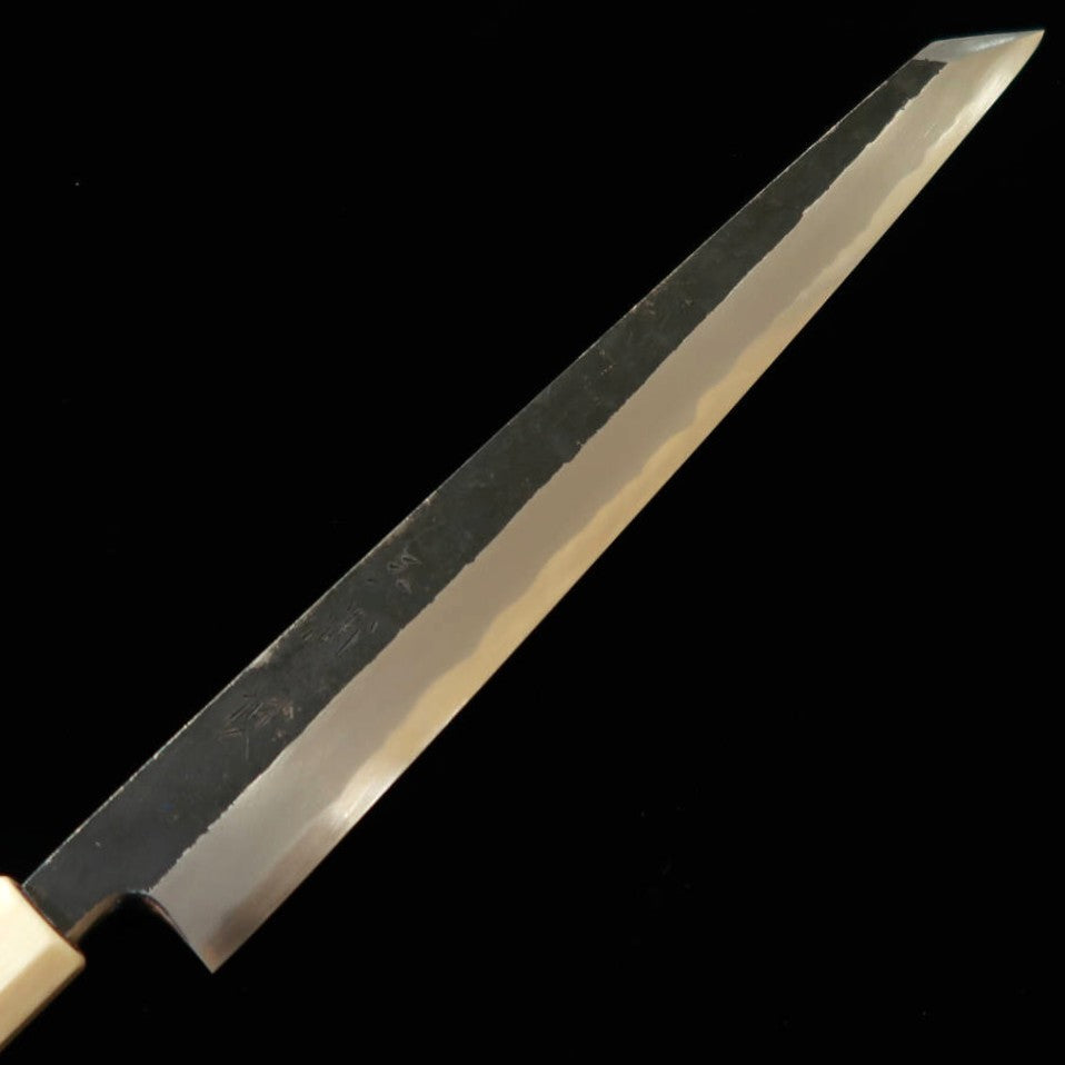 MIURA Itadaki Miura Itadaki – Giichi Tanaka Kiritsuke yanagiba Shirogami n°2, kuro-uchi, manche en turquoise blanc (270 mm)