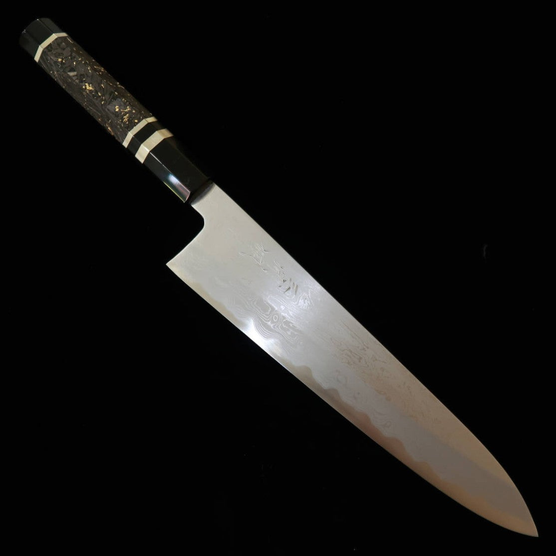 MIURA Obidama Gyuto Blue carbon Steel No. 1 Damascus Carbon Fiber Handle (210/240mm)