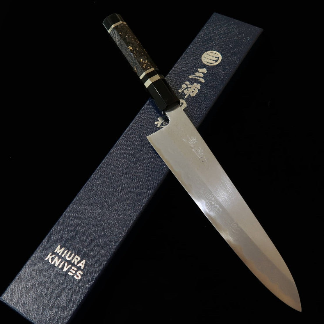 MIURAObidama – Gyuto Aogami n°1, damas, manche en fibre de carbone (210/240 mm)