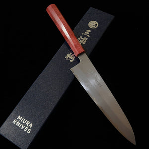 Miura MIURA Obidama Gyuto Aogami n°1 Damas, manche stabilisé rouge (210 mm)