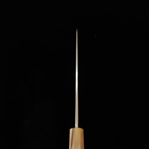 MIURA Obidama Single Bevel Gyuto, Shirogami No. 2 Bokashi Finish with Red Brown Stabilized Wood Handle (240mm)