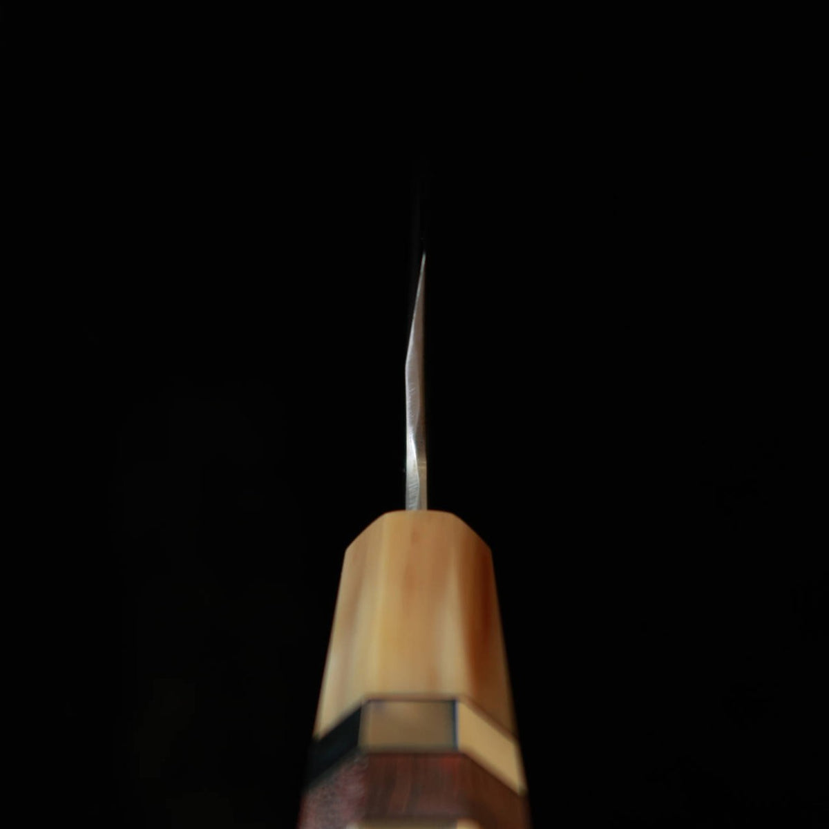 MIURA Obidama Single Bevel Gyuto, Shirogami No. 2 Bokashi Finish with Red Brown Stabilized Wood Handle (240mm)
