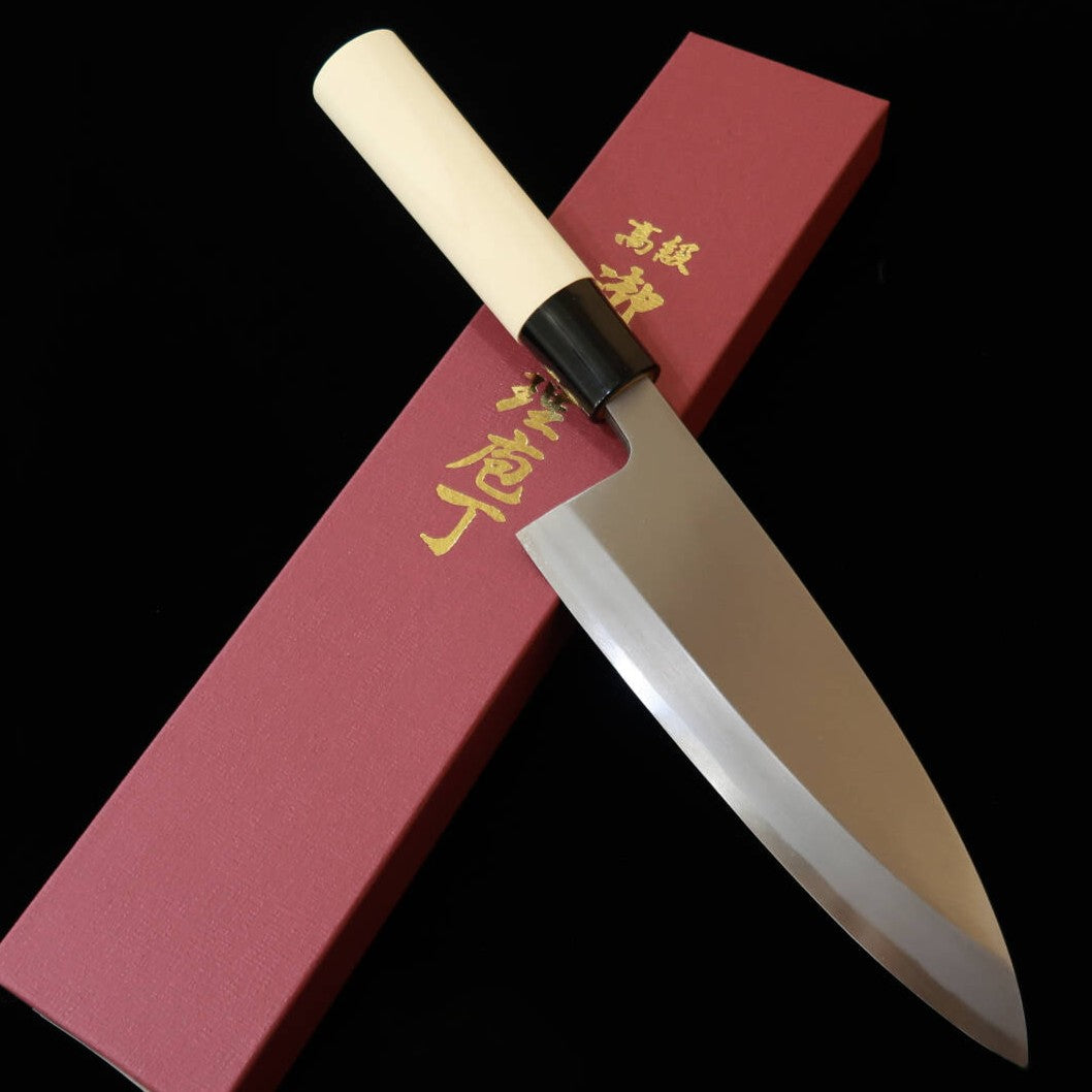 MIURA Deba, SK Steel Kasumi Finish with Magnolia Wood Handle and Plastic Collar (165mm)