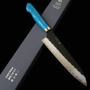 二唐刃物鍛錬所NIGARA  牛刀 SG2 黒打 鎚目 ターコイズハンドル（210/240mm）