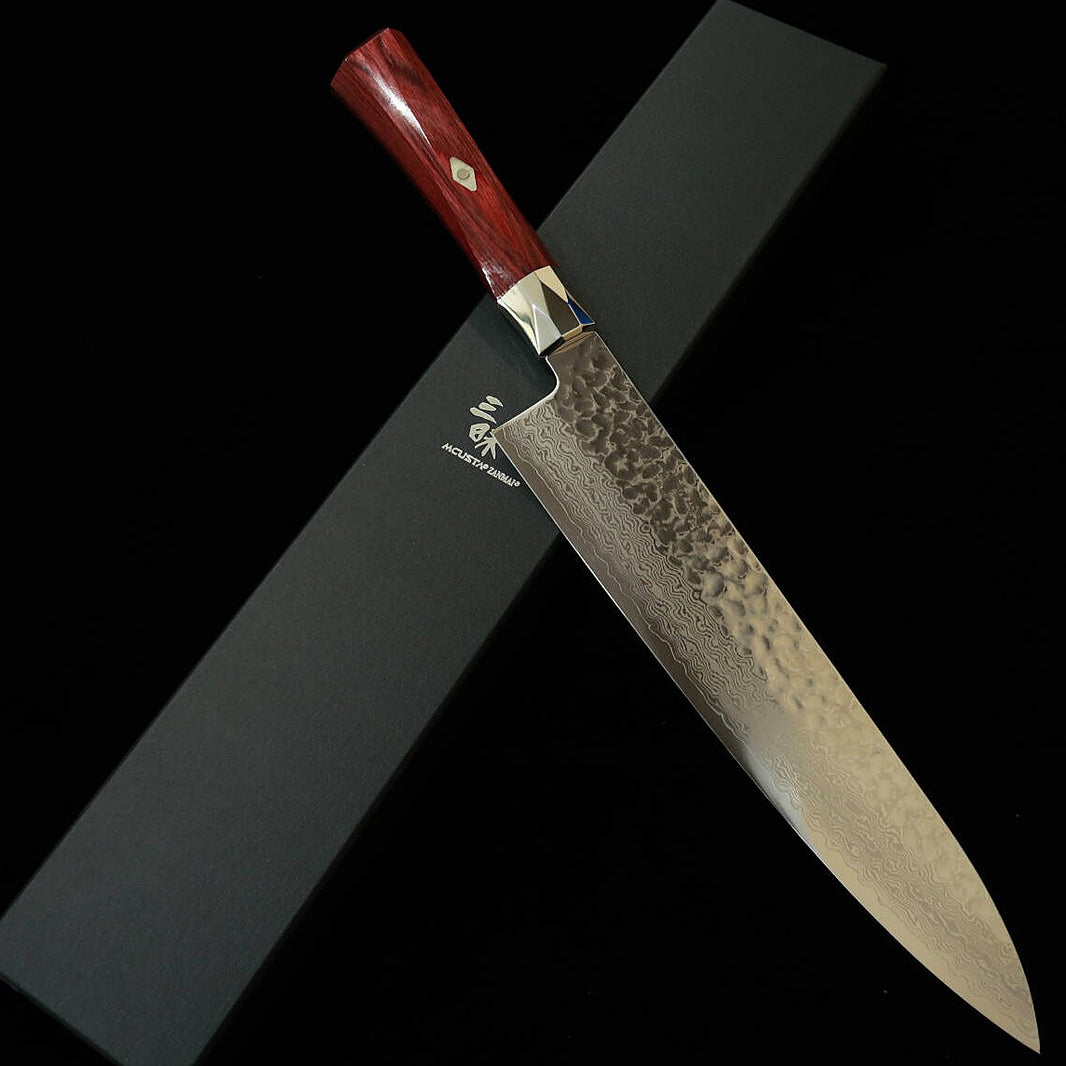 [Nouvelle référence] MCUSTA ZANMAI Suprême 3, motif martelé, Gyuto rouge (180-240 mm)