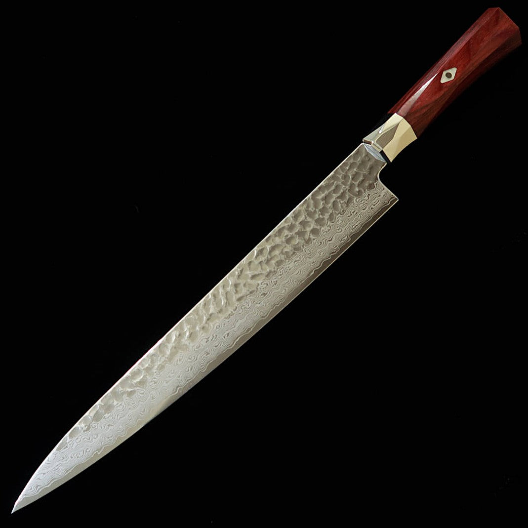 【nouvelle référence】 MCUSTA ZANMAI ZANMAI Suprême 3 motif martelé Sujihiki rouge (240/270 mm)