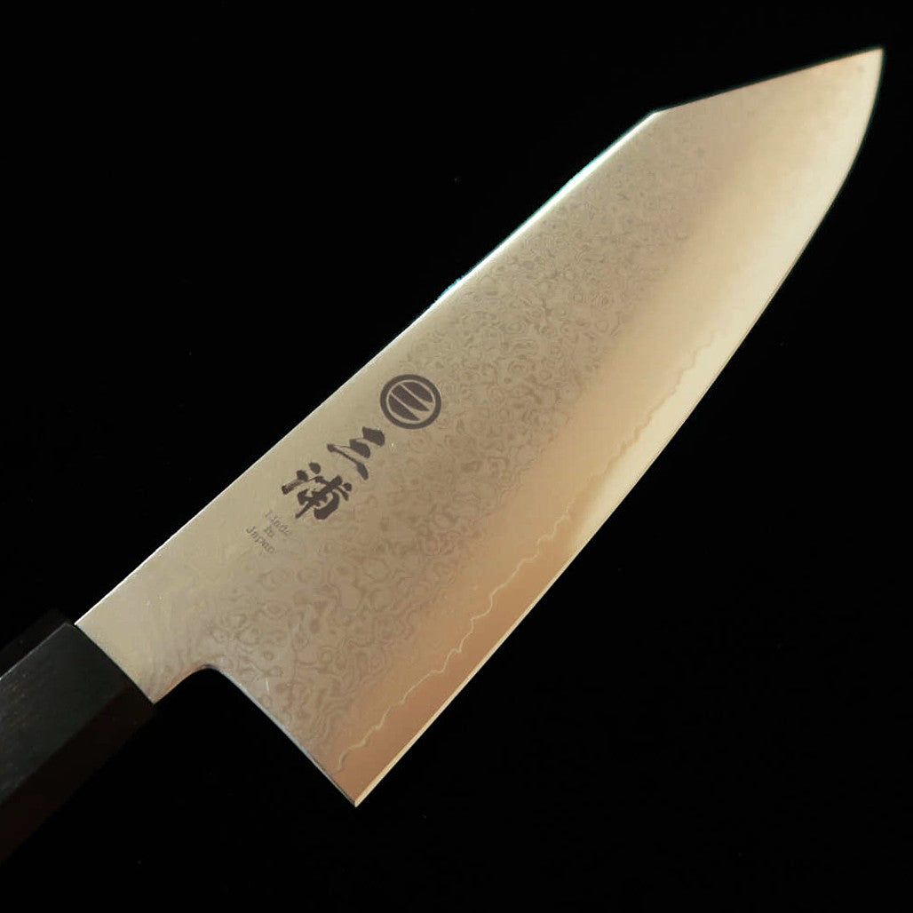 Miura – Kiritsuke Santoku VG10, Damasco integral, cabo integral em ébano (180 mm)
