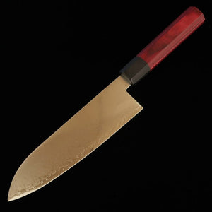 Miura Santoku Knife, 33-Layer Damascus Steel with Octagonal Red Plywood Handle (180mm)