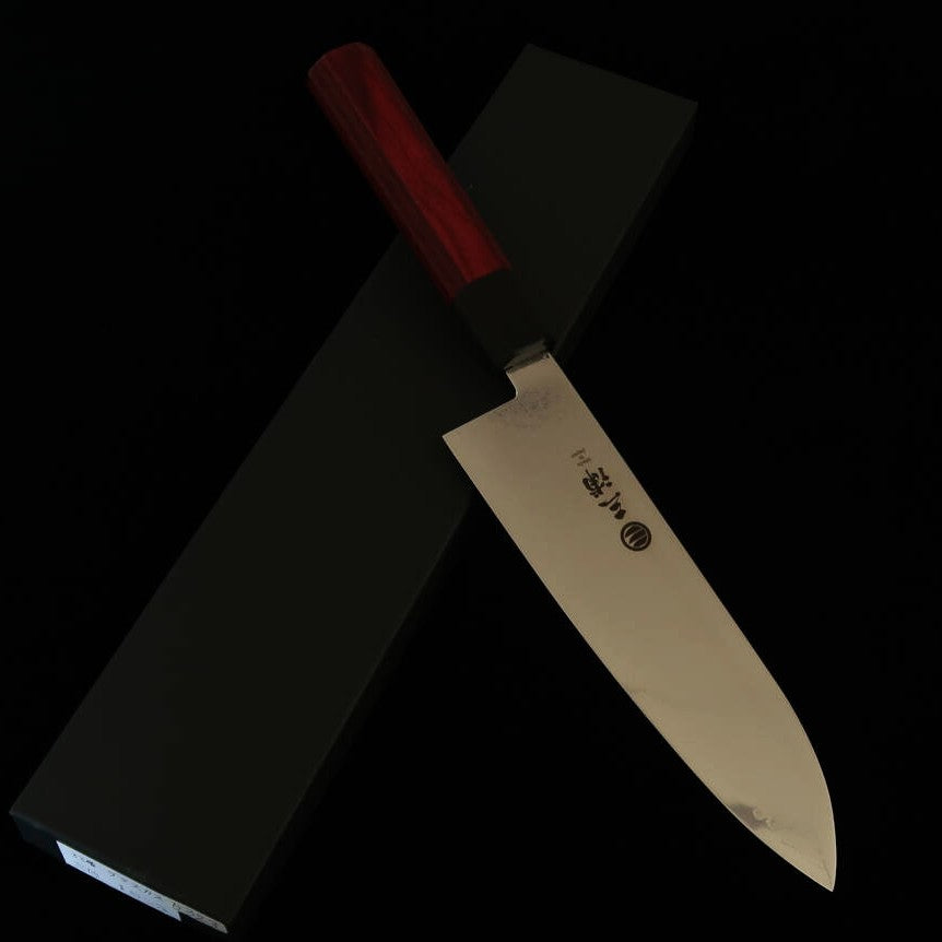 MIURA Santoku, Damas 33 couches, manche octogonal en bois composite rouge (180mm)