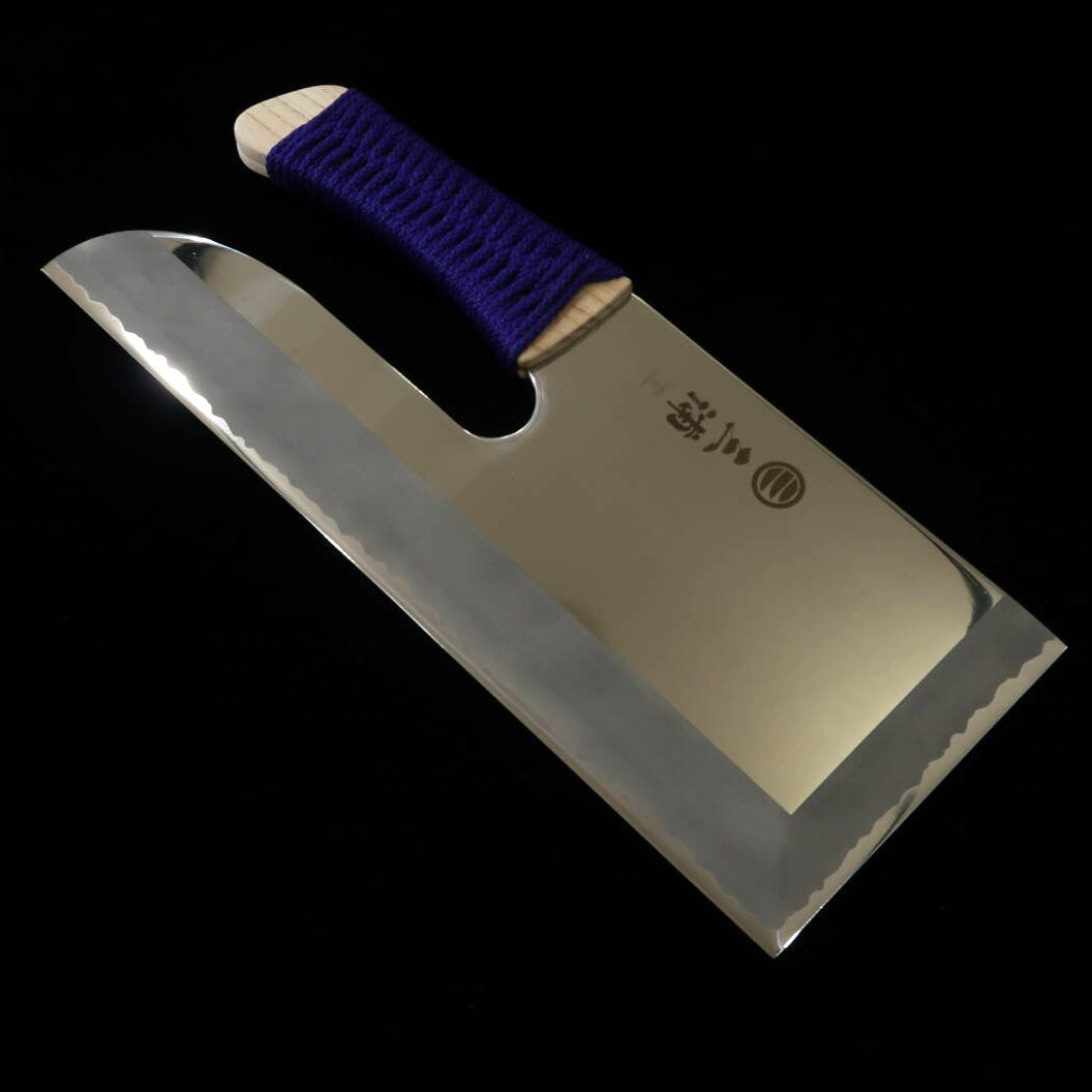MIURA Sobakiri/Menkiri stainless steel with purple string-wrapped handle (330mm)