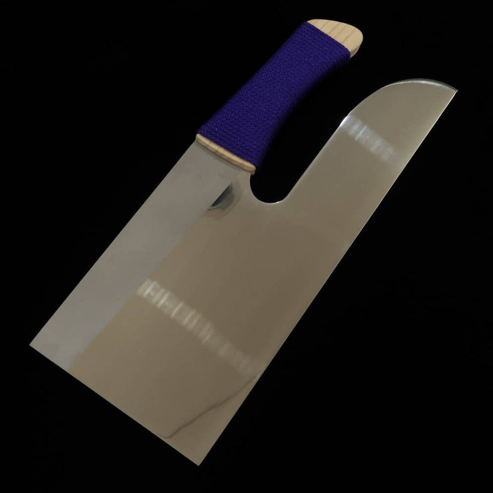 三浦 MIURA そば切り/麺切 ステンレス 滑り止め用紫の紐巻き柄（330mm）