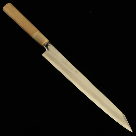 Miura Obidama Kansho Kiritsuke Yanagiba VG-10 Poli miroir, manche octogonal en magnolia (270mm)