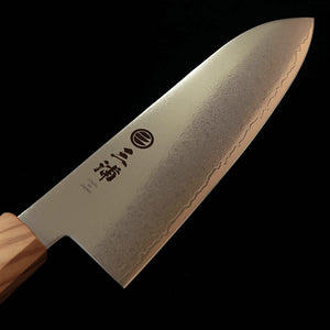 Miura VG10 Damascus Santoku with Integral Olive Wood Handle (180mm)