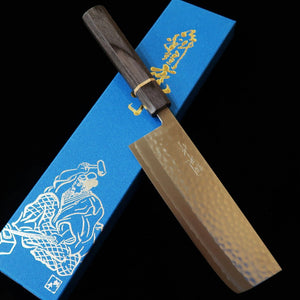 Faca Nakiri Kunpei KUNPEI Kakuryu VG1 Damasco com martelado, cabo octogonal Hakuro (165 mm)