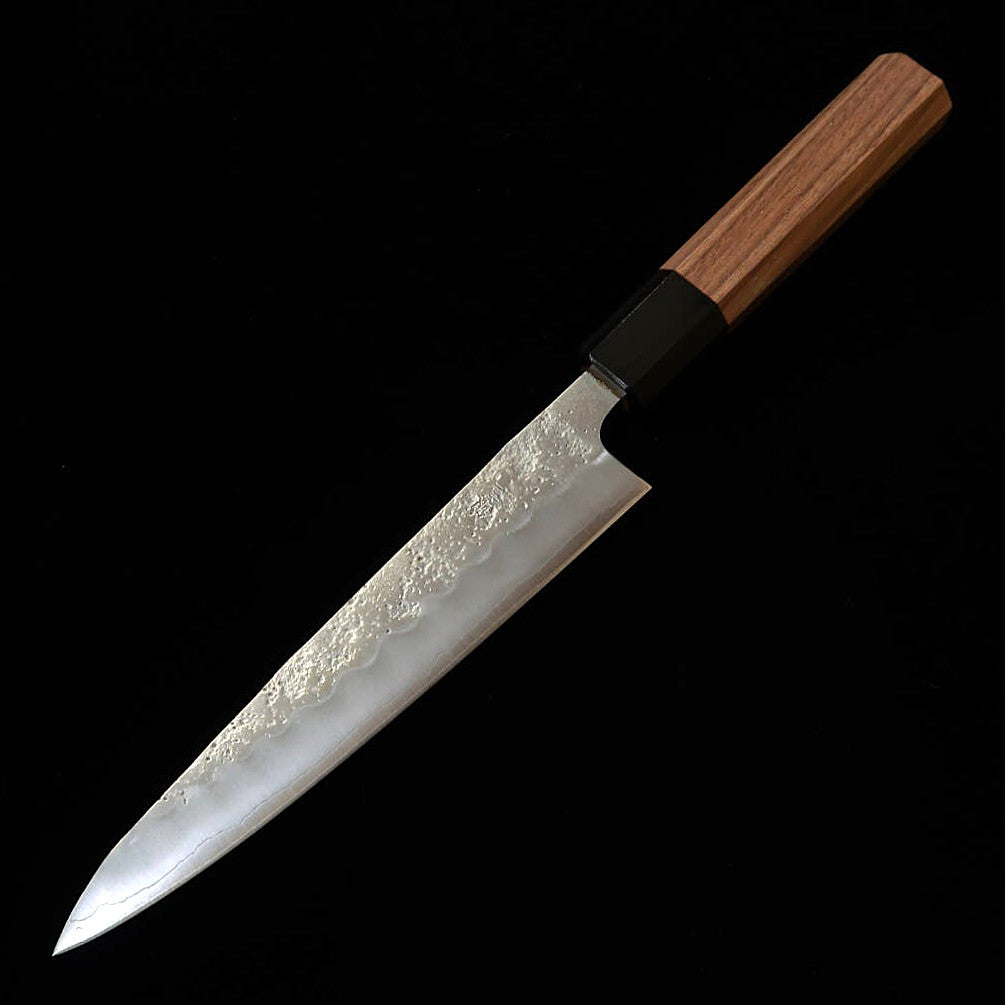 三浦 MIURA ペティ 銀紙三号 梨地 ダマスカス ウォルナット八角柄 (150mm)
