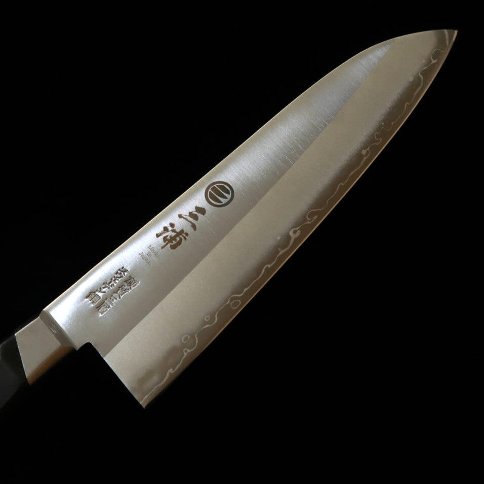 Miura MIURA santoku aço sueco, cabo em laminado preto (180 mm)