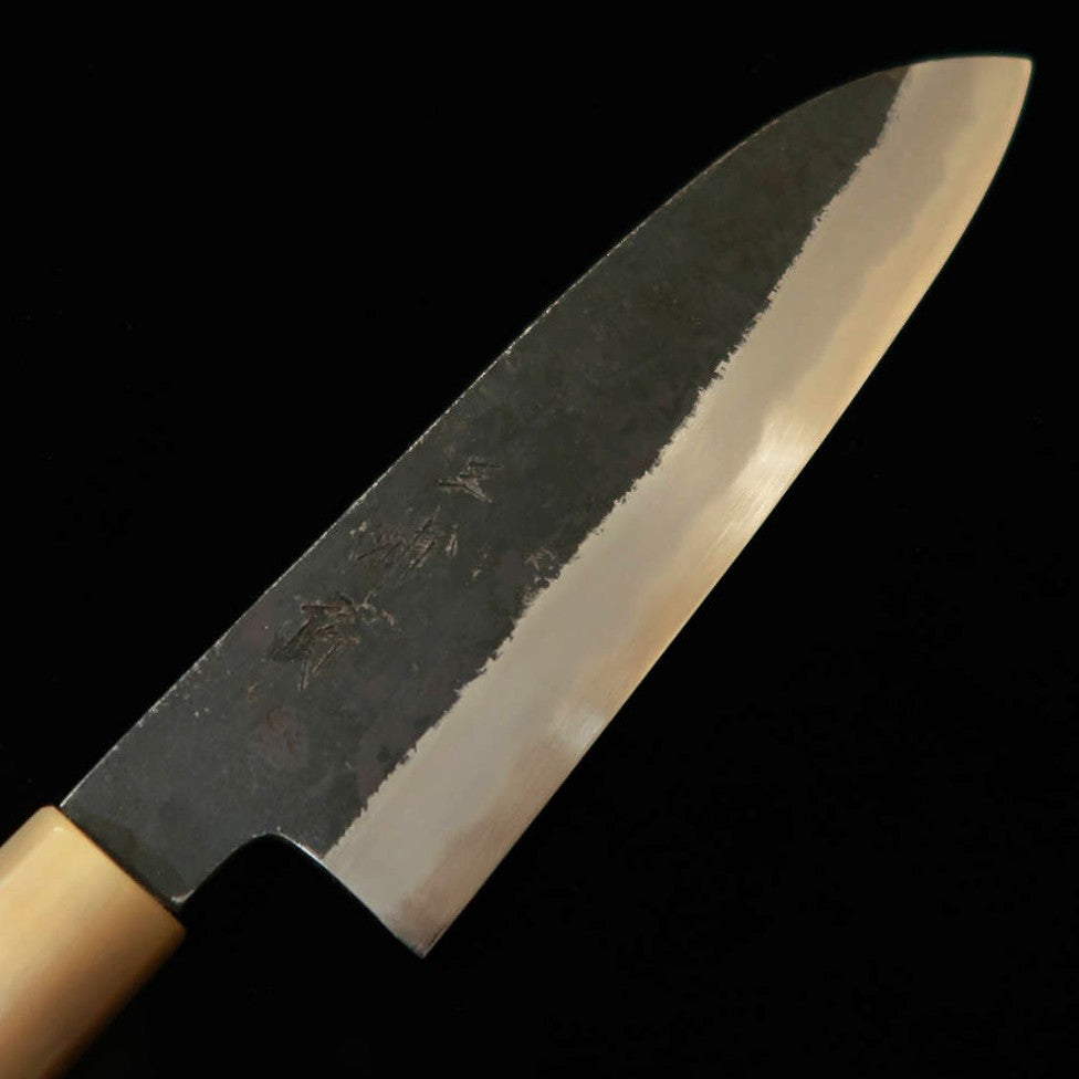 Faca MIURA Itadaki Tanaka Yoshikazu Santoku de Aço Branco Nº2 com Acabamento Kurouchi e Cabo Octogonal de  Magnólia (180mm)