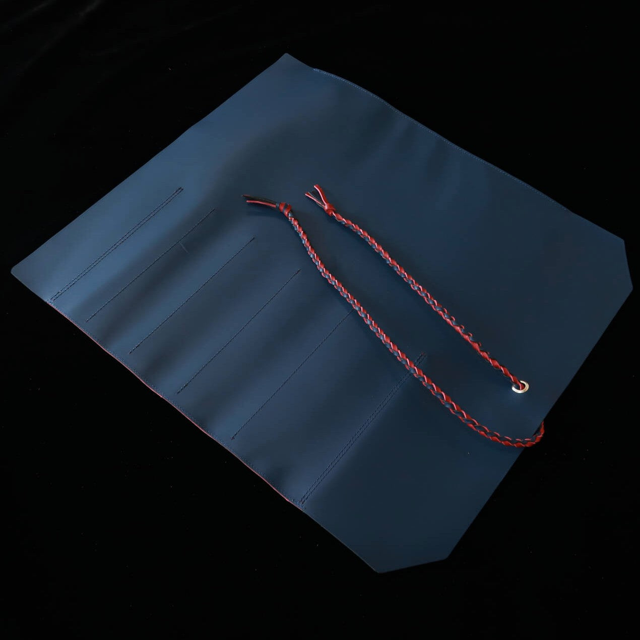 YOKU leatherworks　レザーナイフロール Long Lasteing Leather　Blue×Red　4P