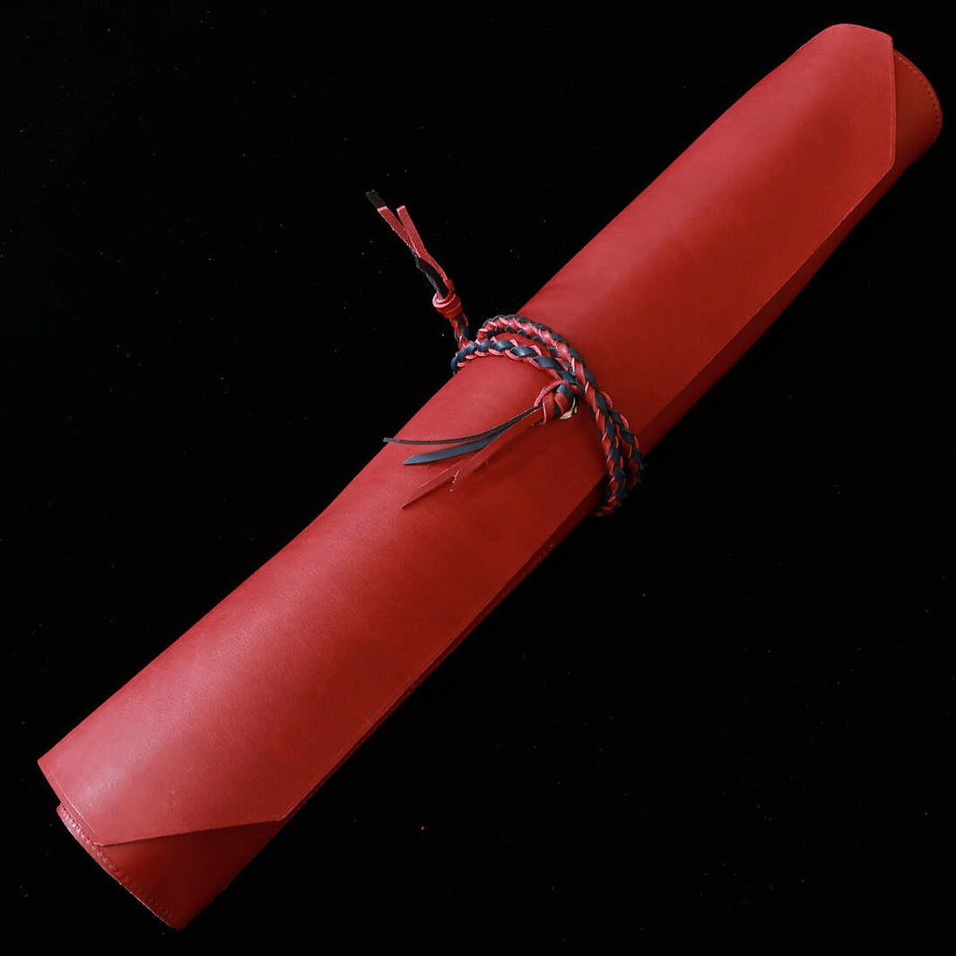 YOKU leatherworks Rouleau à couteaux en cuir Long Lasting Leather Rouge×Bleu 4 poches