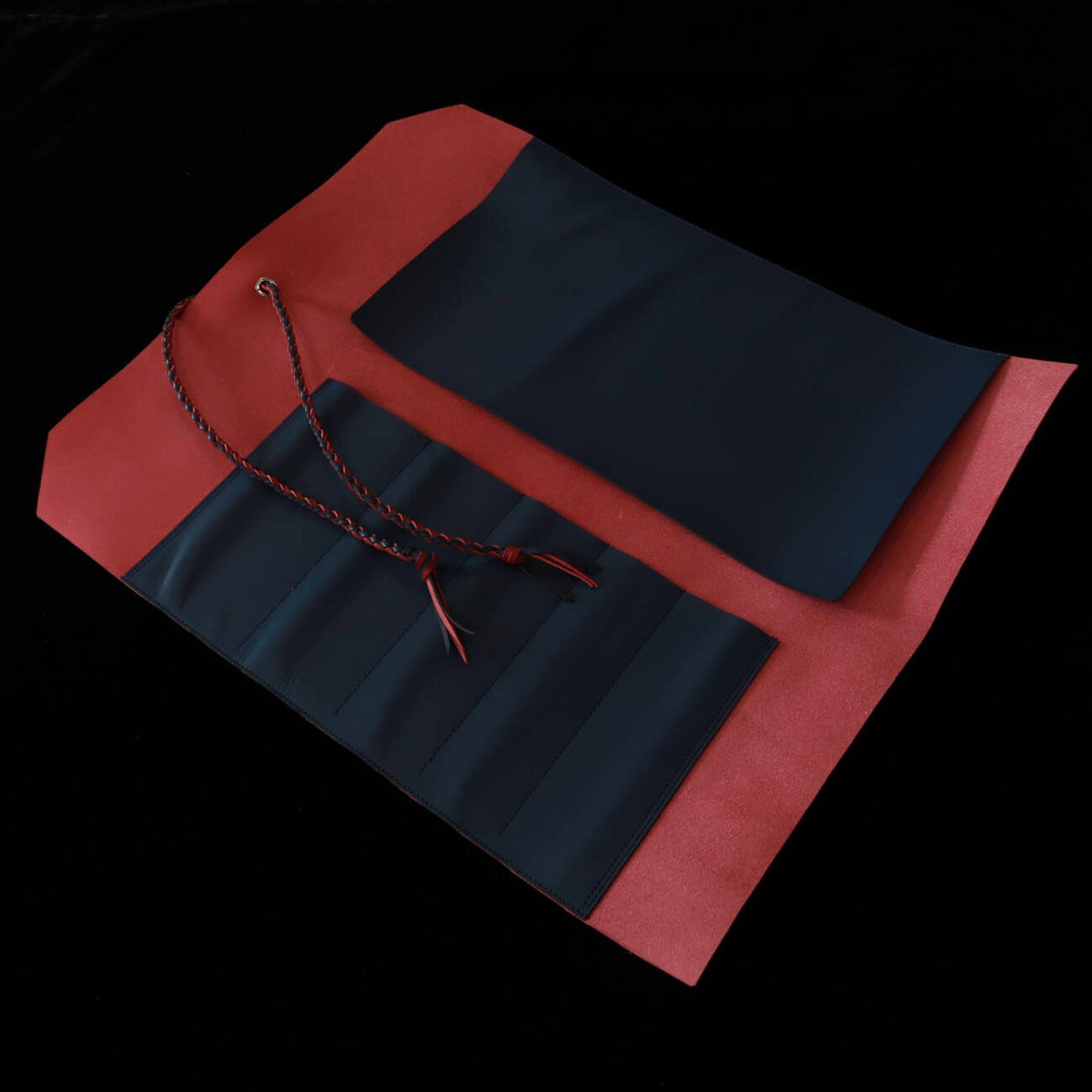 YOKU leatherworks Leather Knife Roll Long Lasting Leather Red×Blue 4P