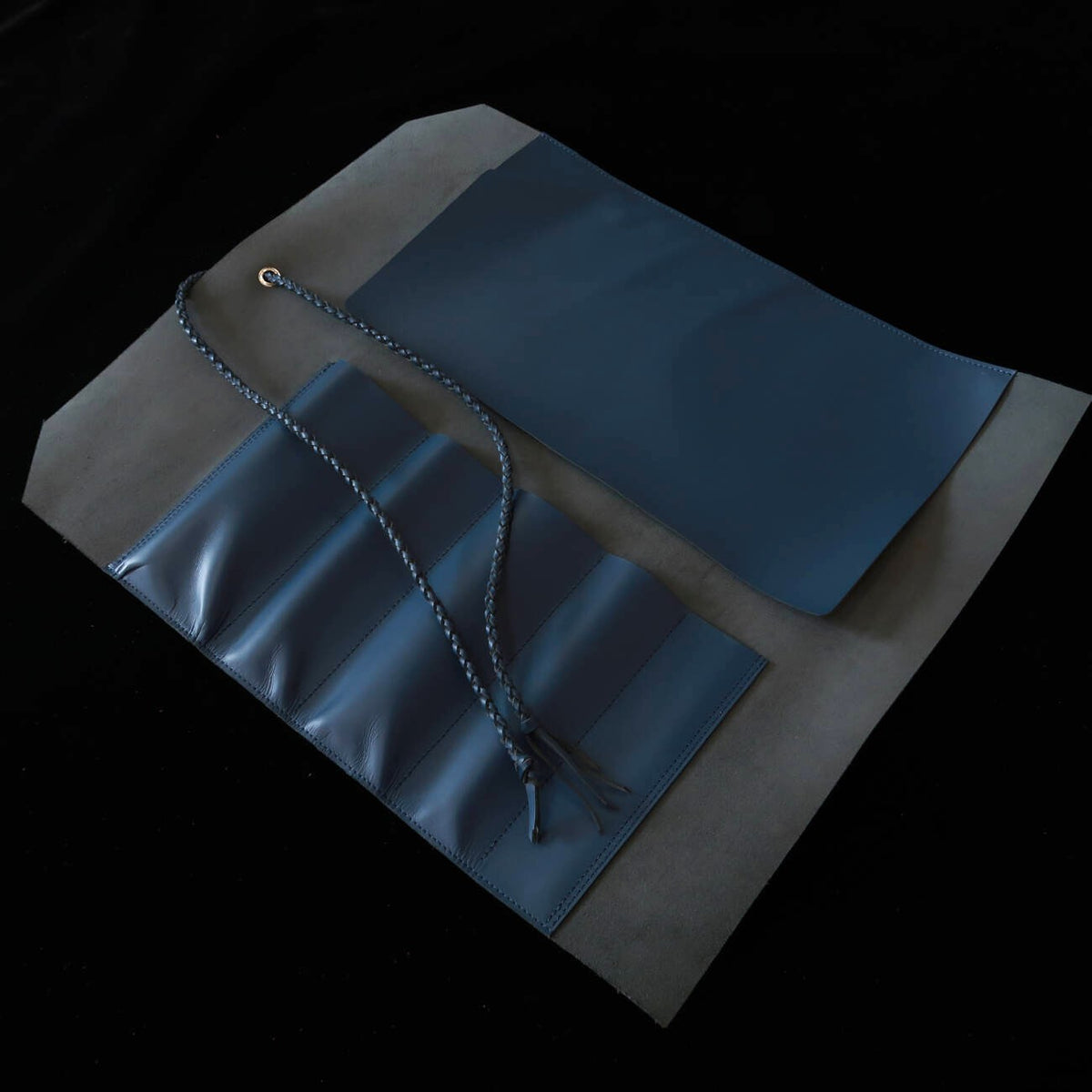 YOKU leatherworks Estojo de couro para facas Long Lasting Leather Azul 4P
