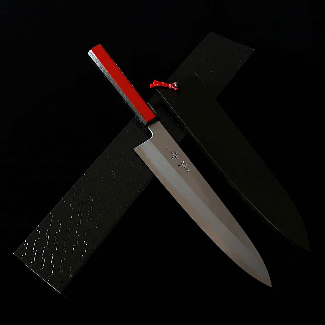 KAGEKIYO Shirogami No.1 cuchillo Wagyu con laca roja Urushiiro (210/240 mm)