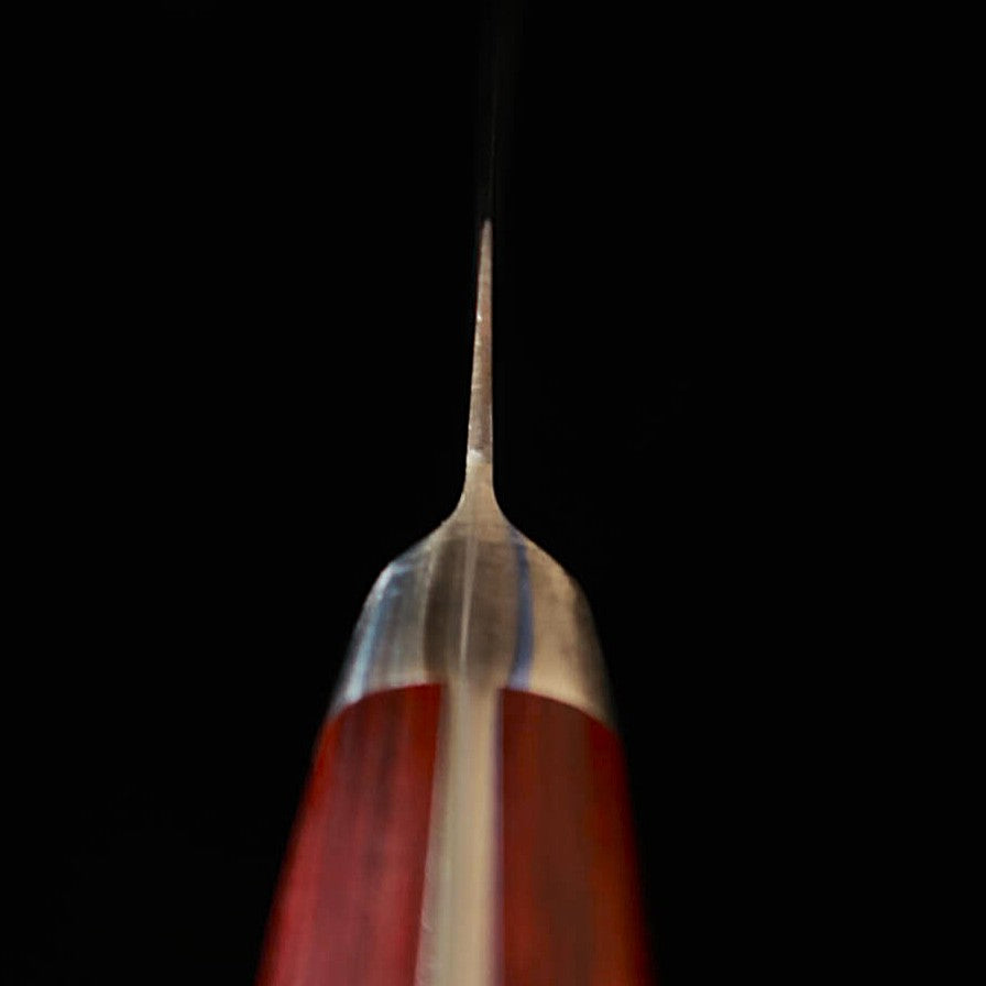 SEKI SOUMA, petty acier au molybdène, alvéolé, manche en contreplaqué rouge (150 mm)