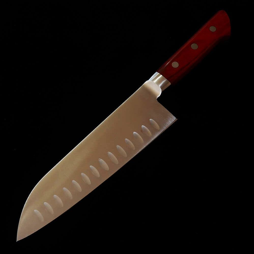 SEKI SOUMA Seki Souma, santoku acier au molybdène, alvéolé, manche en contreplaqué rouge (180 mm)