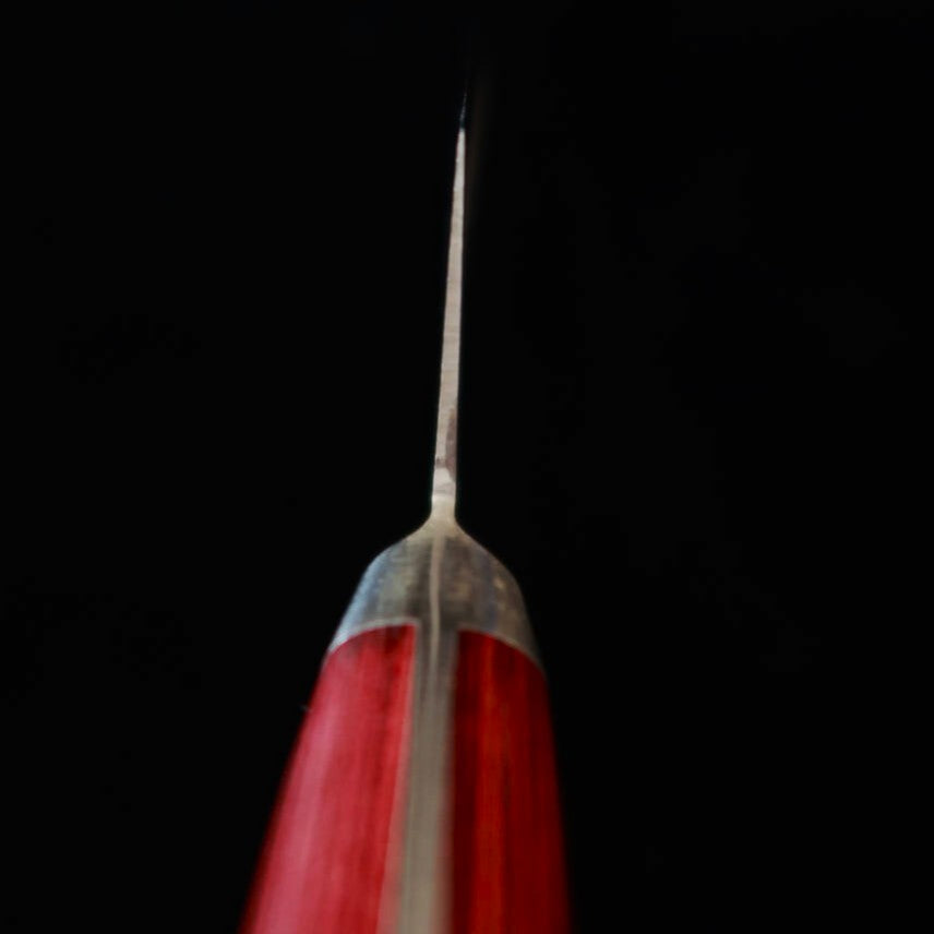 SEKI SOUMA Seki Souma, santoku acier au molybdène, alvéolé, manche en contreplaqué rouge (180 mm)