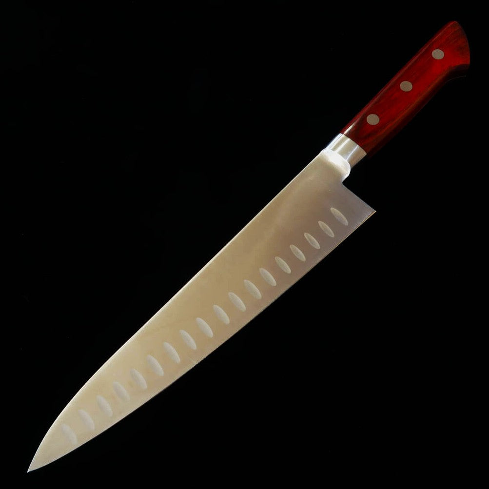 Seki Souma Molybdenum Steel Gyuto with Dimpled Red Plywood Handle (210/240mm)