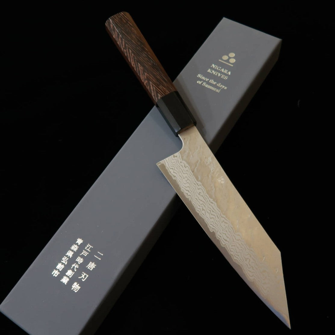 Nigara Hamono Nigara VG10 Hammered Damascus Bunka Knife - Teak Handle (180mm)