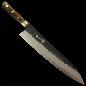 MIURA Gyuto, Aogami Super, Black Hammered Finish with Dark Brown Handle (210mm)