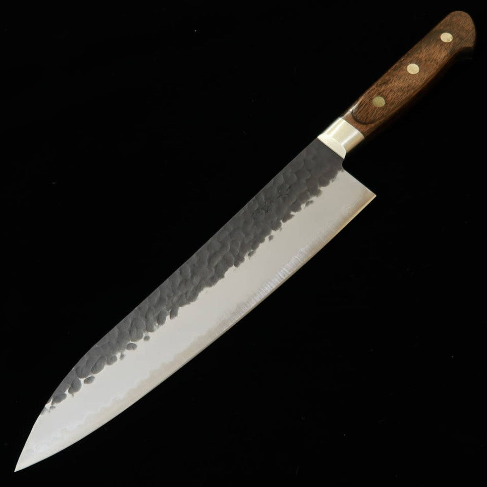 MIURA Gyuto, Aogami Super, Black Hammered Finish with Dark Brown Handle (210mm)